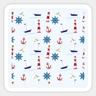 Nautical design with seagulls, anchors and lighthouses Sticker